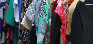 bright clothing on a rack