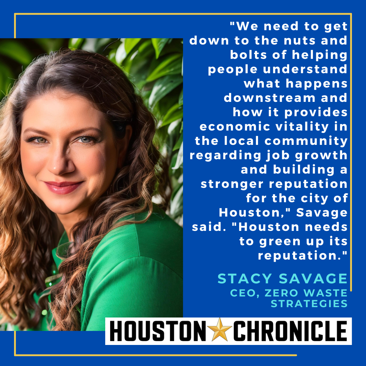 Houston Chronicle 6.26 - Blue and Gold Business Quotes LinkedIn Post